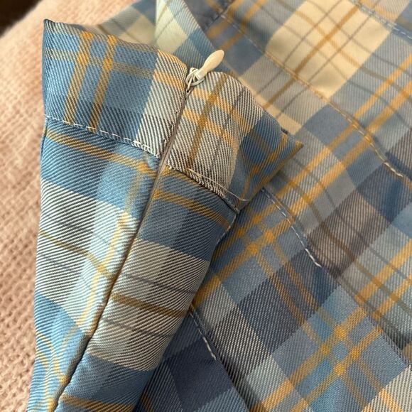 Cider Blue Plaid Pleated Mini Skirt – Size Large - Picture 2 of 6
